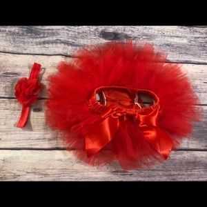 Red baby tutu with headband